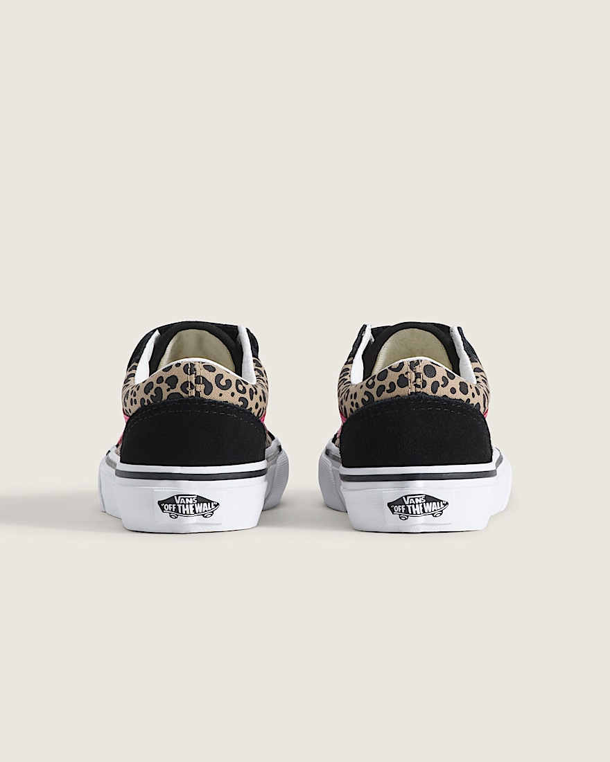 Little Kids Old Skool V Shoe VANS Leopard Pink Velvet Black ALT3