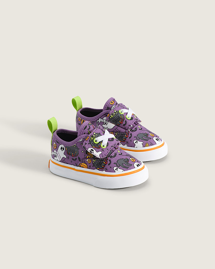 Toddler Authentic Elastic V Halloween Shoe VANS Purple Orange ALT1