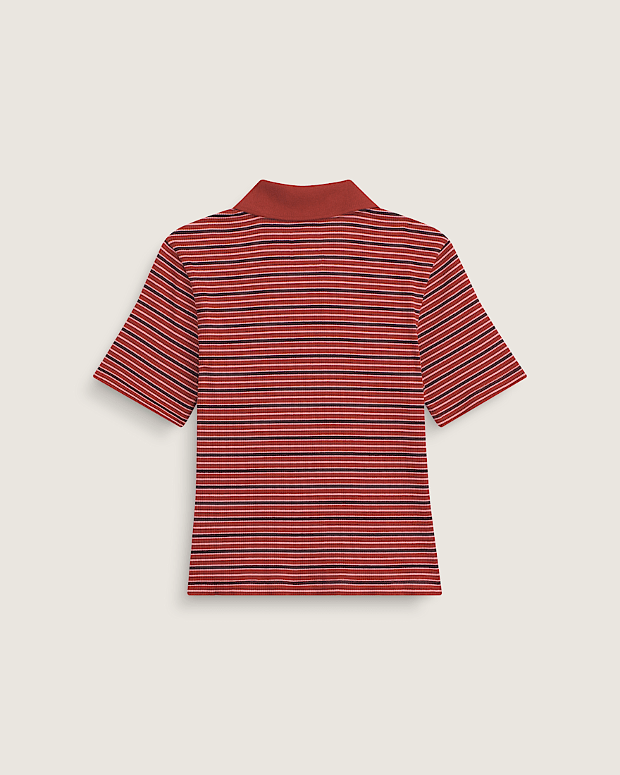 Priscilla Stripe Polo Shirt VANS Poppy Ember Red ALT1