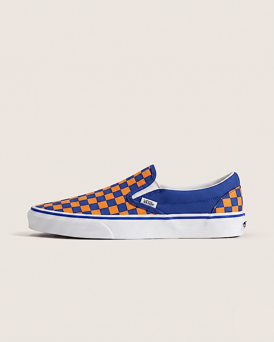 Classic SlipOn Shoe VANS Checkerboard Blue  Orange HERO