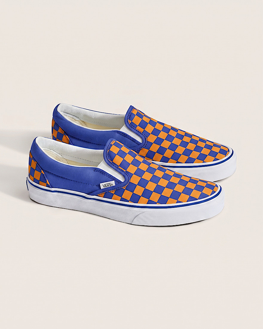 Classic SlipOn Shoe VANS Checkerboard Blue  Orange ALT1