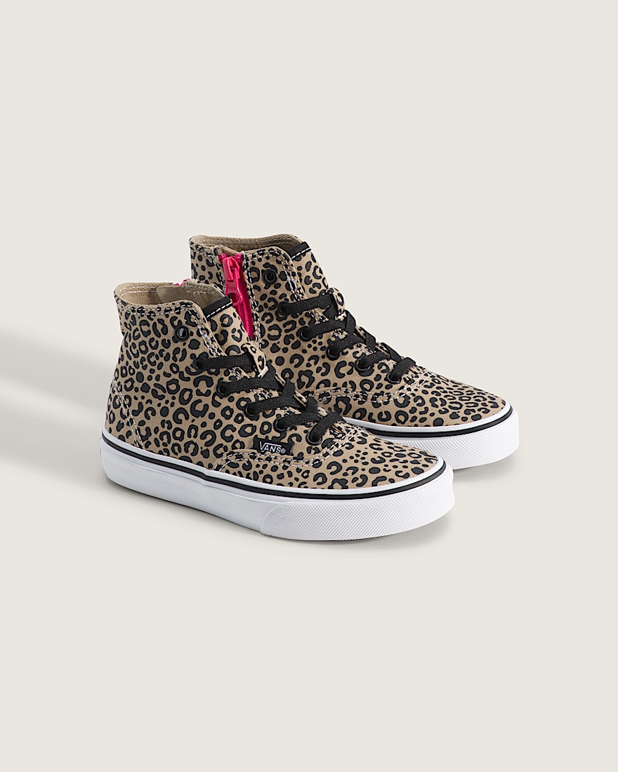 Little Kids Authentic Hi 20 Zip Shoe VANS Leopard Incense Beige Pink Velvet ALT1