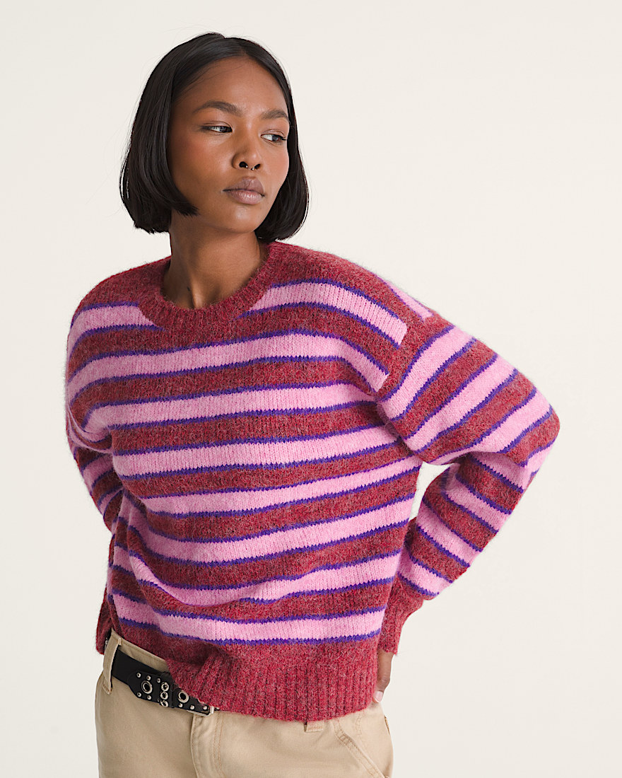 Rollins Stripe Sweater VANS Poppy Ember Red Purple Licorice ALT2