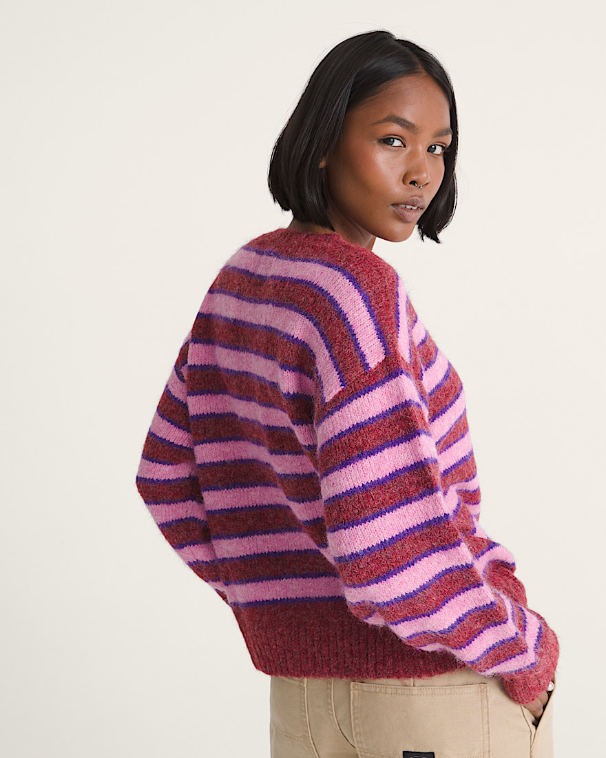 Rollins Stripe Sweater VANS Poppy Ember Red Purple Licorice ALT3