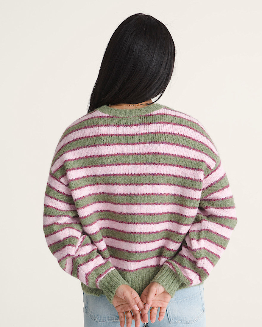 Rollins Stripe Sweater VANS Green Balsam Mystic Mulberry ALT3