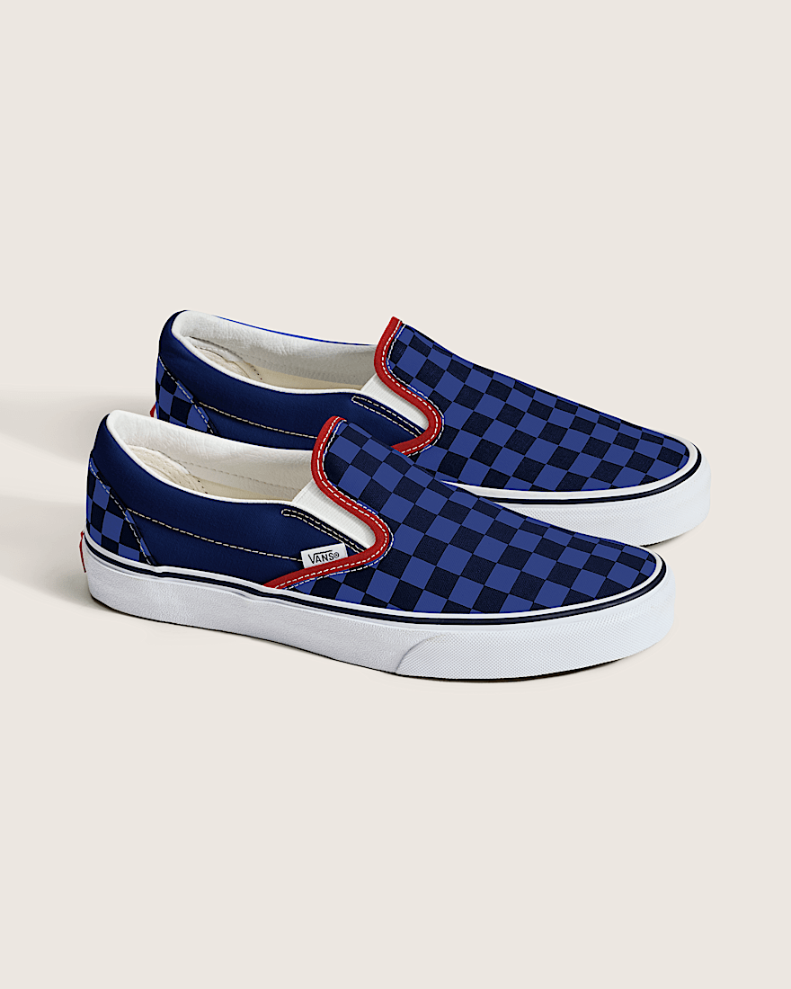 Classic SlipOn Checkerboard Shoe VANS Checkerboard Navy Blue ALT1