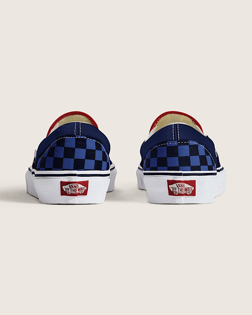 Classic SlipOn Checkerboard Shoe VANS Checkerboard Navy Blue ALT3