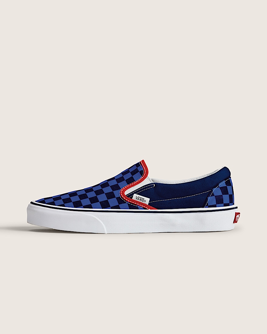 Classic SlipOn Checkerboard Shoe VANS Checkerboard Navy Blue HERO
