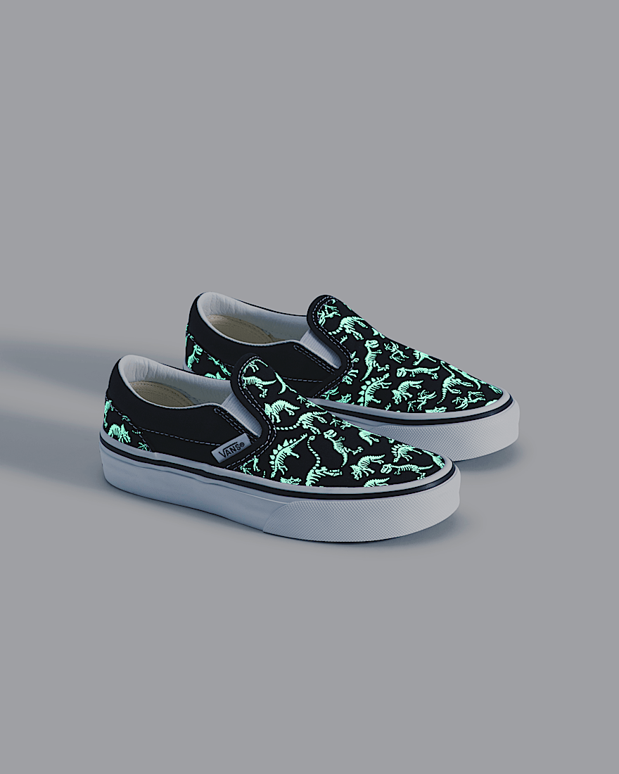 Little Kids Classic SlipOn Shoe VANS GlowintheDark  Black ALT2