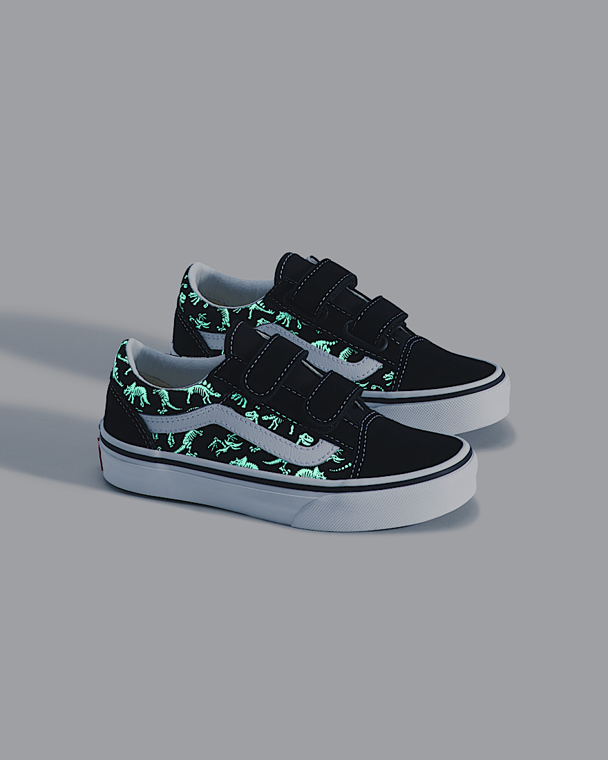 Little Kids Old Skool V Shoe VANS GlowintheDark  Black ALT2