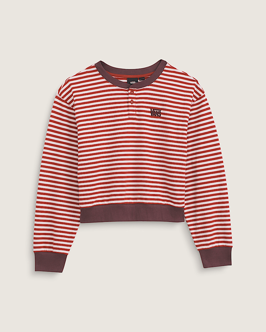 Molly Long Sleeve Henley VANS Pale Petal Pink Poppy Ember Red HERO