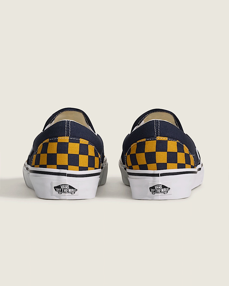 Classic SlipOn Checkerboard Shoe VANS Checkerboard Navy Blue Gold ALT3