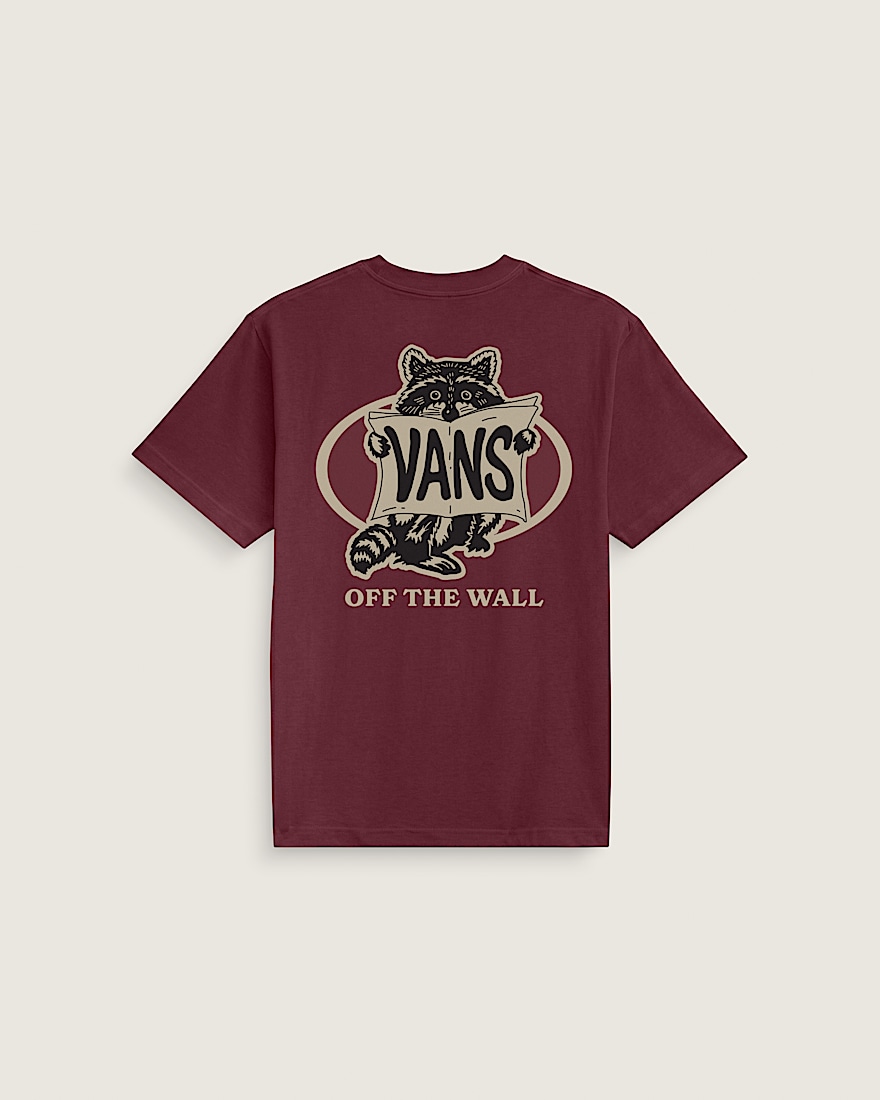 MONOEYES VANLI REDLINE コラボTシャツ Raccoon Sign T-Shirt in Burgundy Red | Vans