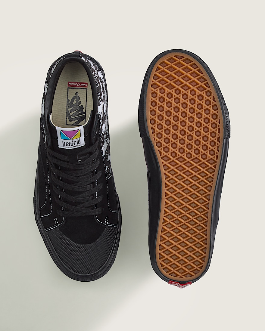 Van Doren Approved x Madrid Skateboards Skate Sk8Hi Shoe VANS Black White ALT2