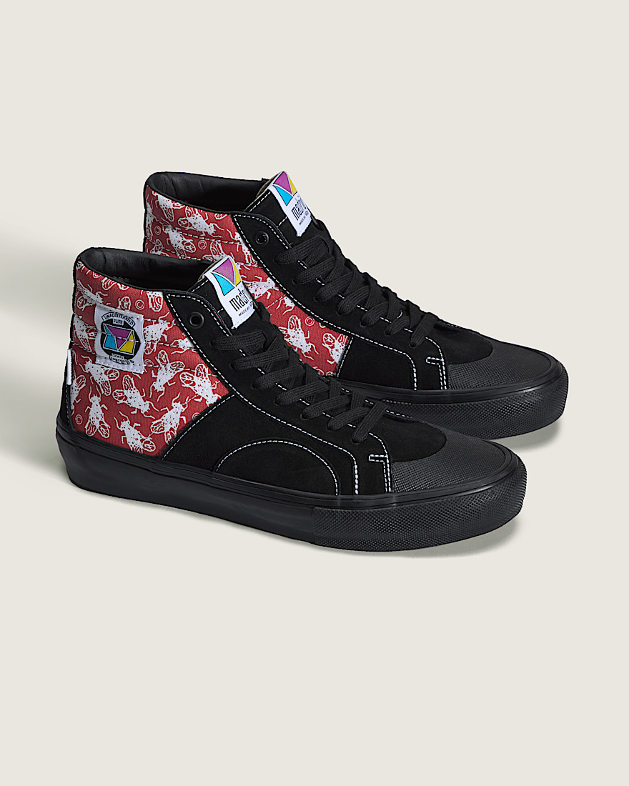 Van Doren Approved x Madrid Skateboards Skate Sk8Hi Shoe VANS Black Red ALT1