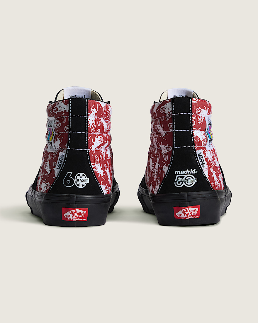 Van Doren Approved x Madrid Skateboards Skate Sk8Hi Shoe VANS Black Red ALT3