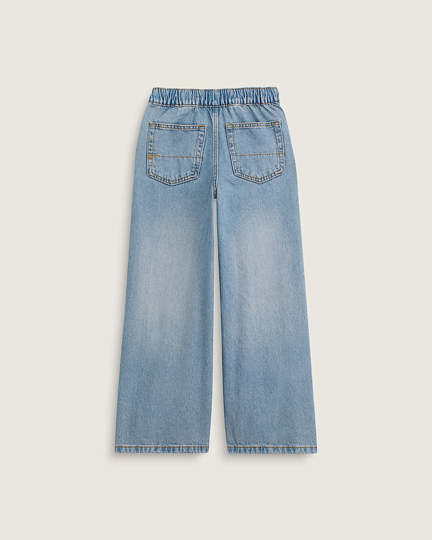 Kids Judy Denim Elastic Waist Pants VANS Stonewash Blue ALT1