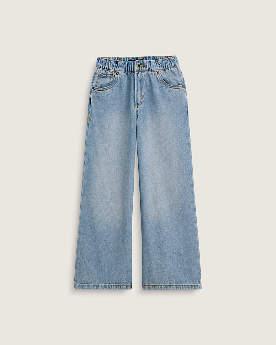 Kids Judy Denim Elastic Waist Pants VANS Stonewash Blue HERO