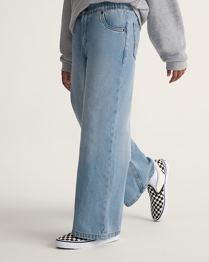 Kids Judy Denim Elastic Waist Pants VANS Stonewash Blue ALT5