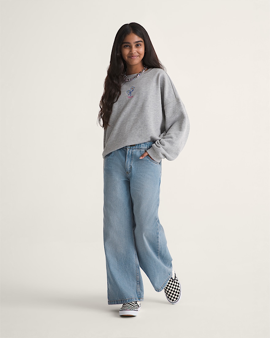 Kids Judy Denim Elastic Waist Pants VANS Stonewash Blue ALT3