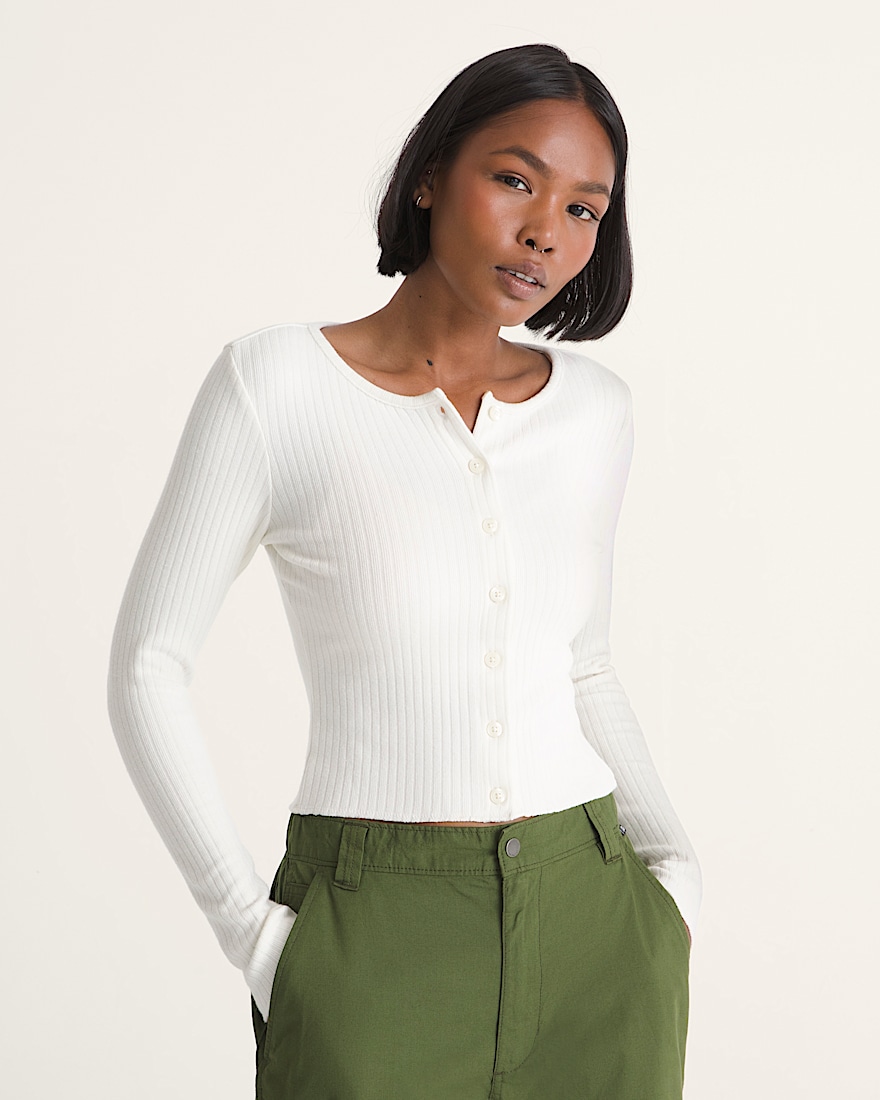 Long Sleeve Button Up Shirt VANS Marshmallow White ALT2