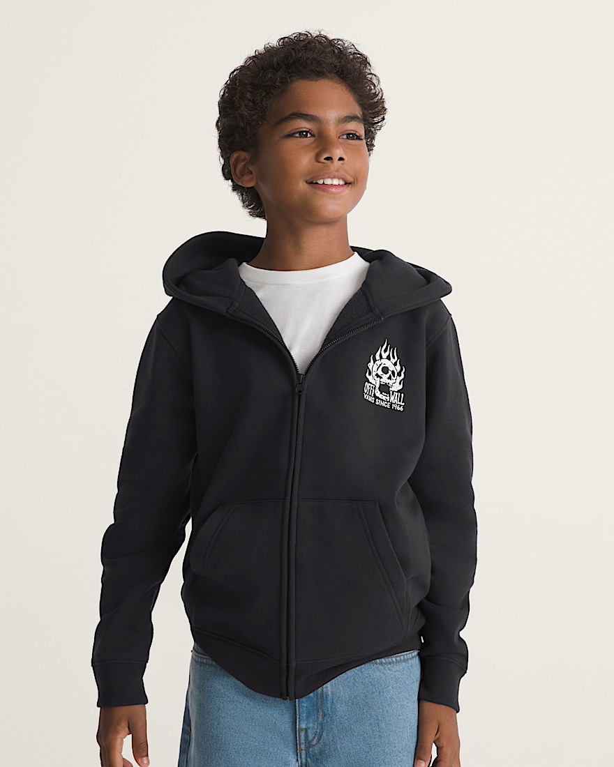 Kids Rebel Since 66 Full Zip Hoodie VANS Glowinthedark Black ALT2