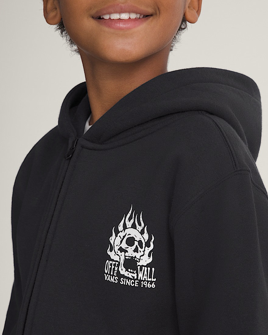 Kids Rebel Since 66 Full Zip Hoodie VANS Glowinthedark Black ALT4
