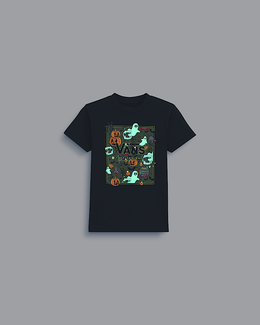 Little Kids Spooky Crew Boxed TShirt VANS GlowintheDark Black ALT1