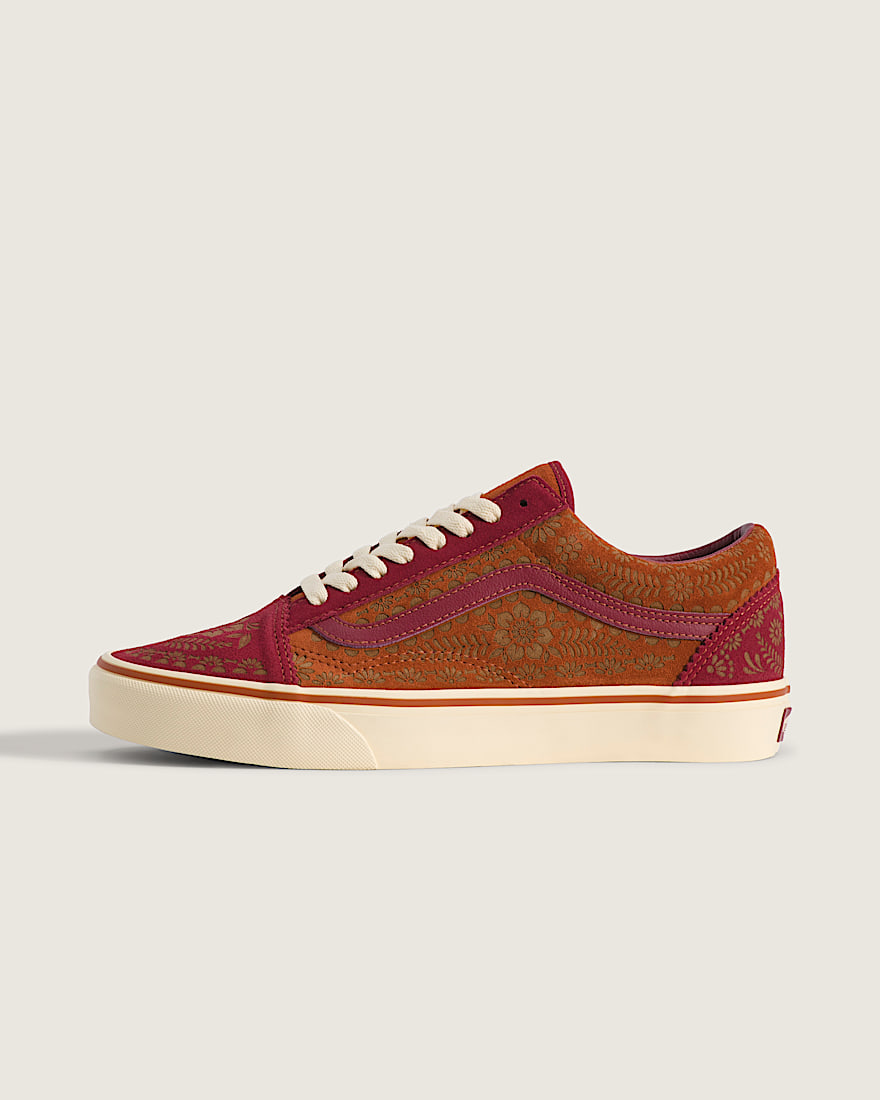 Old Skool Dia De Los Muertos Shoe VANS Bordeaux Burnt Orange Red HERO
