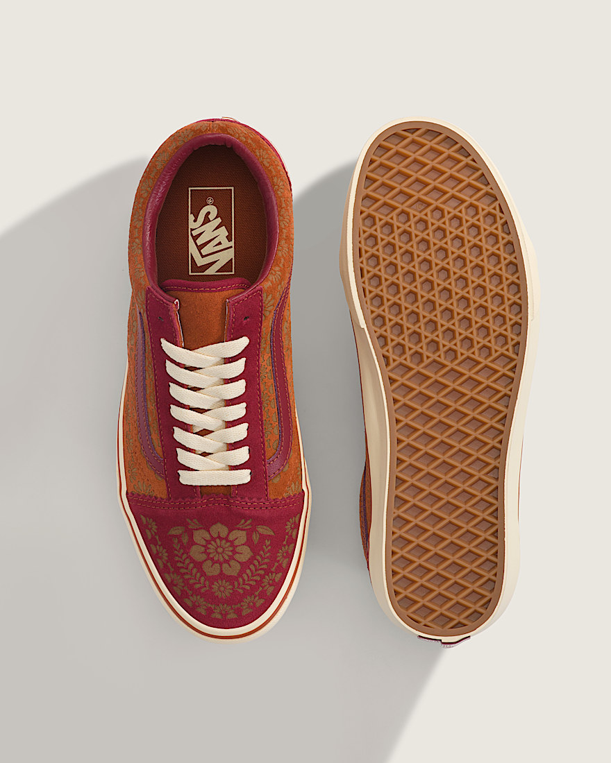 Old Skool Dia De Los Muertos Shoe VANS Bordeaux Burnt Orange Red ALT2