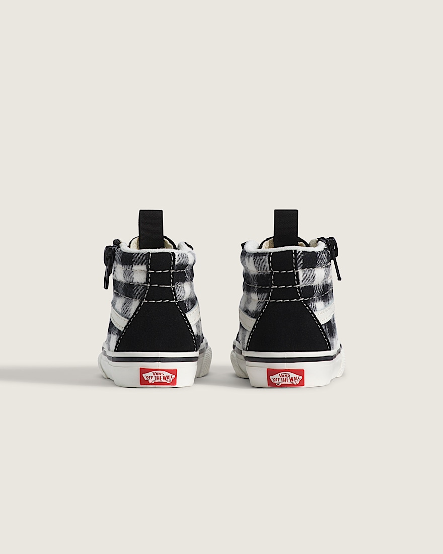 Toddler Sk8Hi Side Zip Shoe VANS Buffalo Plaid Marshmallow White Black ALT3