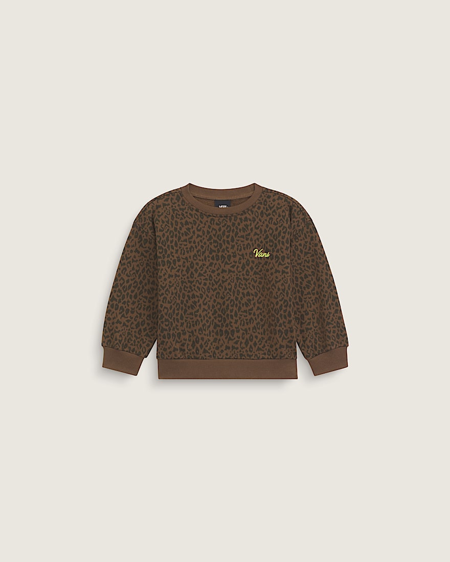 Little Kids Script Logo Crew VANS Vintage Cocoa Brown HERO