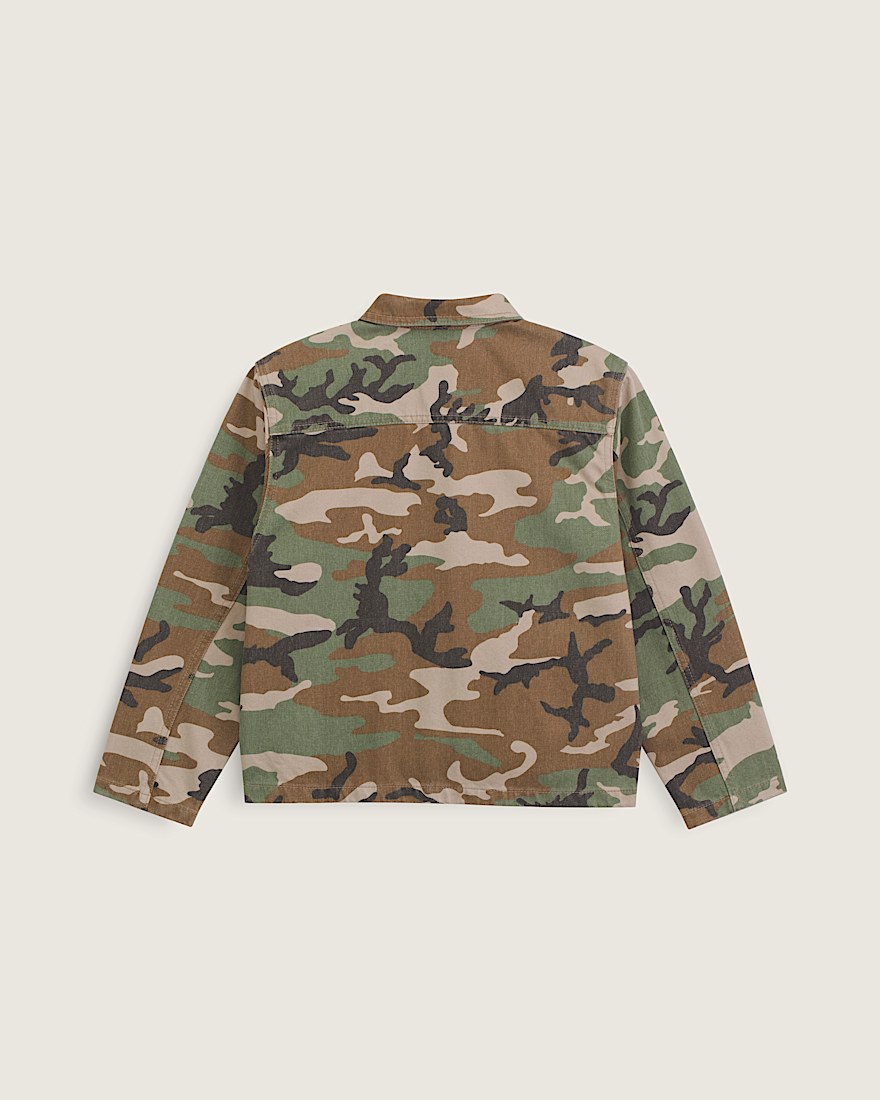 Kids Fullerton Denim Jacket VANS Camo Green Aluminum Grey ALT1