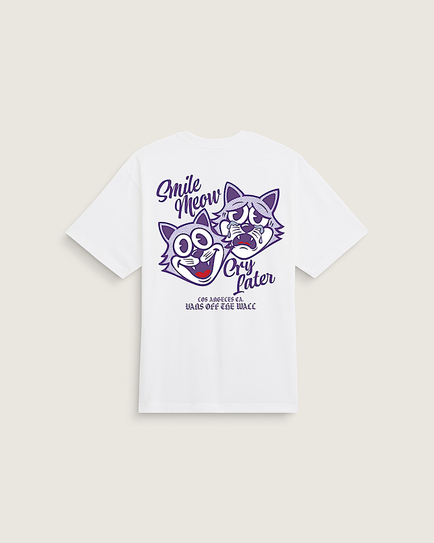 Smile Meow Cry Later Short Sleeve Tee VANS White HERO