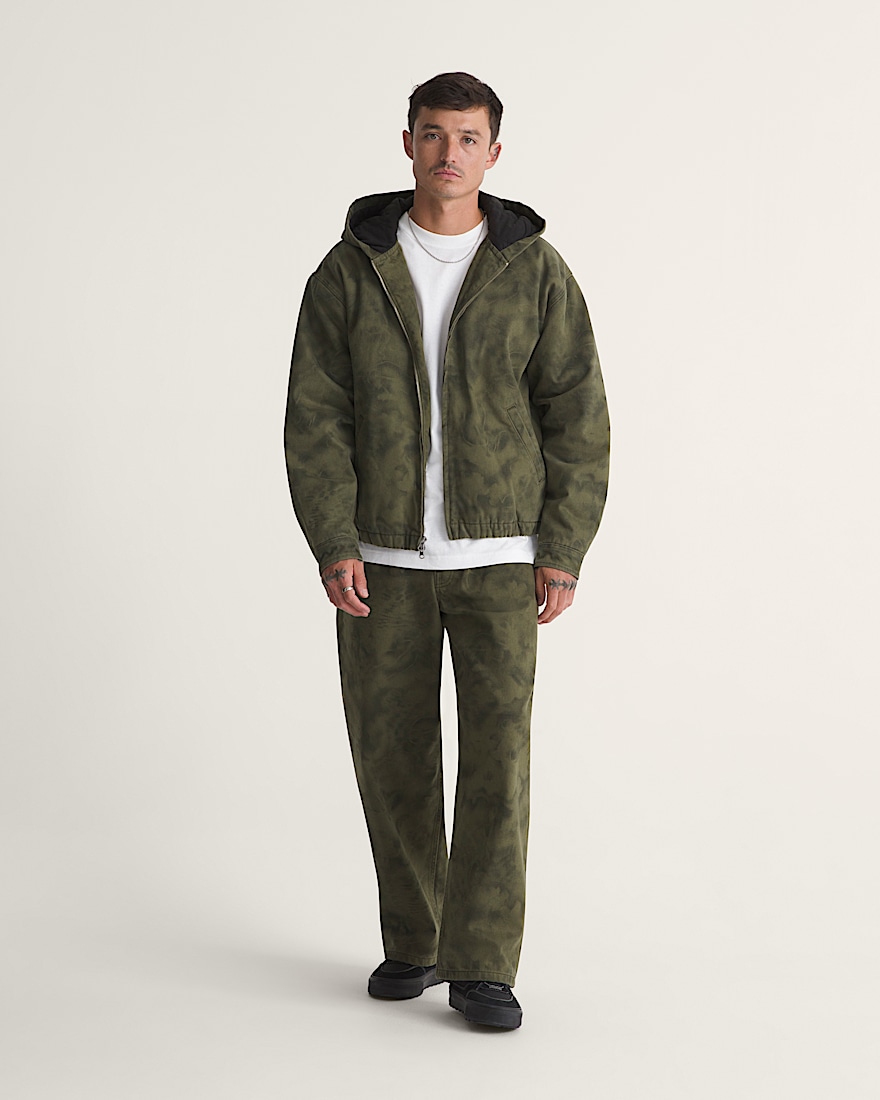 Rez Cropped Denim Jacket VANS Mossy Olive Green Obsidian Fern Green ALT4