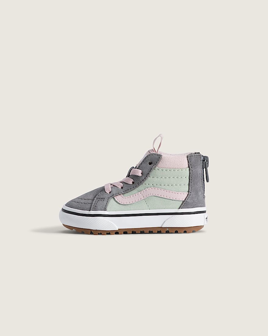 Toddler Sk8Hi Zip Insulated Shoe VANS Pewter Beige  Dusty Mint Green HERO