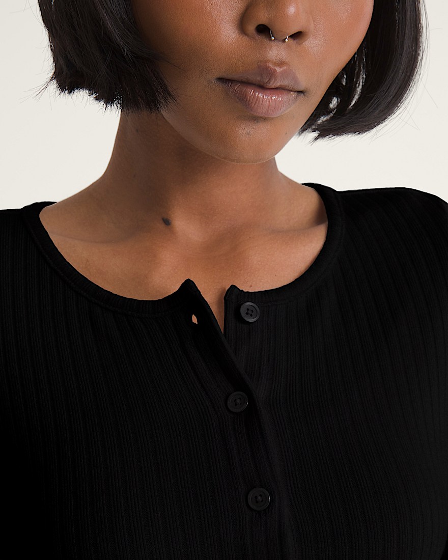 Long Sleeve Button Up Shirt VANS Black ALT4