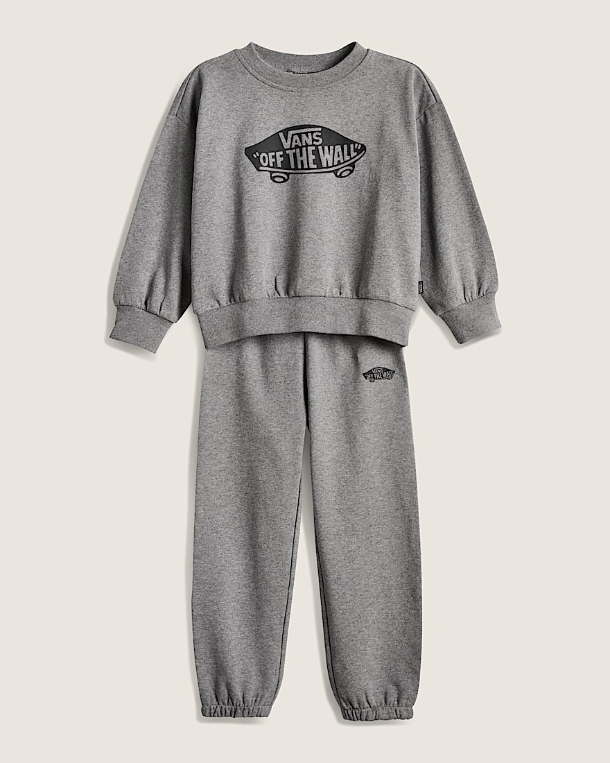Little Kids Double Standard Crew Sweatshirt VANS Cement Heather Grey HERO