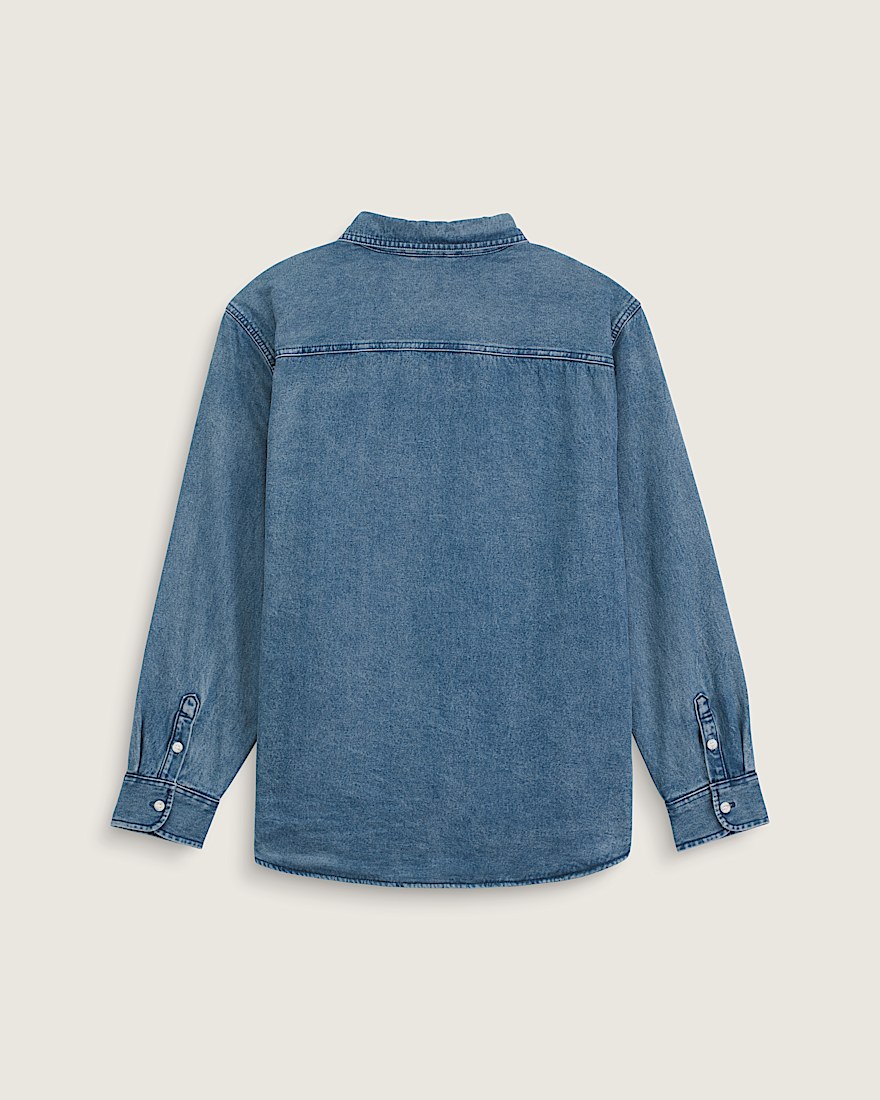 McGill Flannel Lined Long Sleeve Shacket VANS Light Vintage Wash Blue ALT1