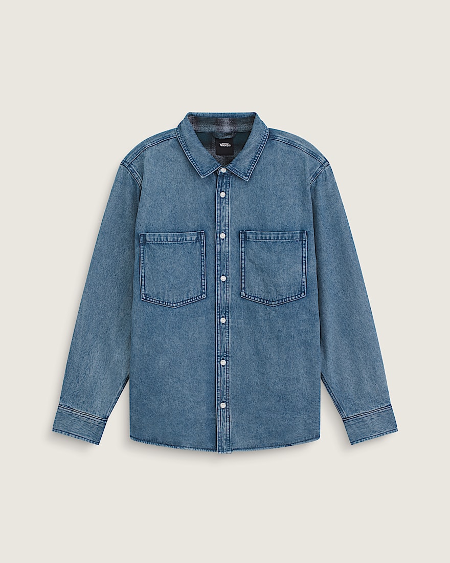 McGill Flannel Lined Long Sleeve Shacket VANS Light Vintage Wash Blue HERO