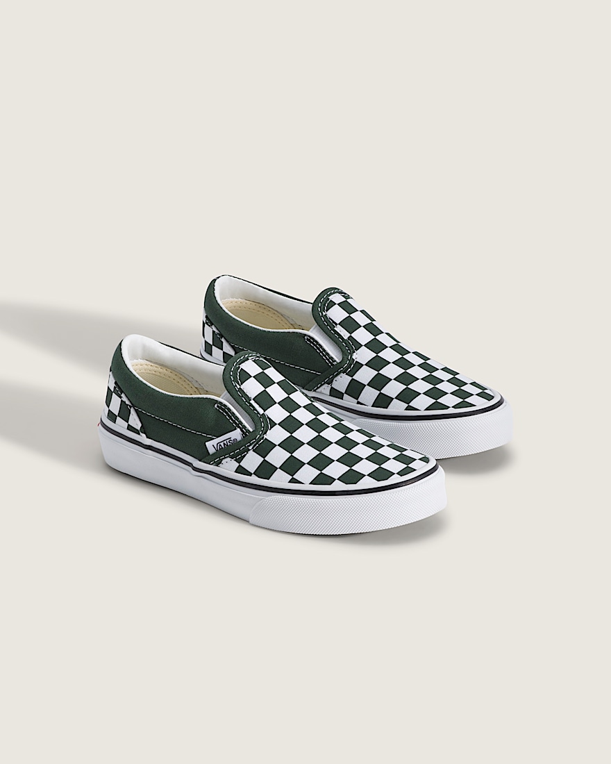 Little Kids Classic SlipOn Shoe VANS Checkerboard Oil Green ALT1