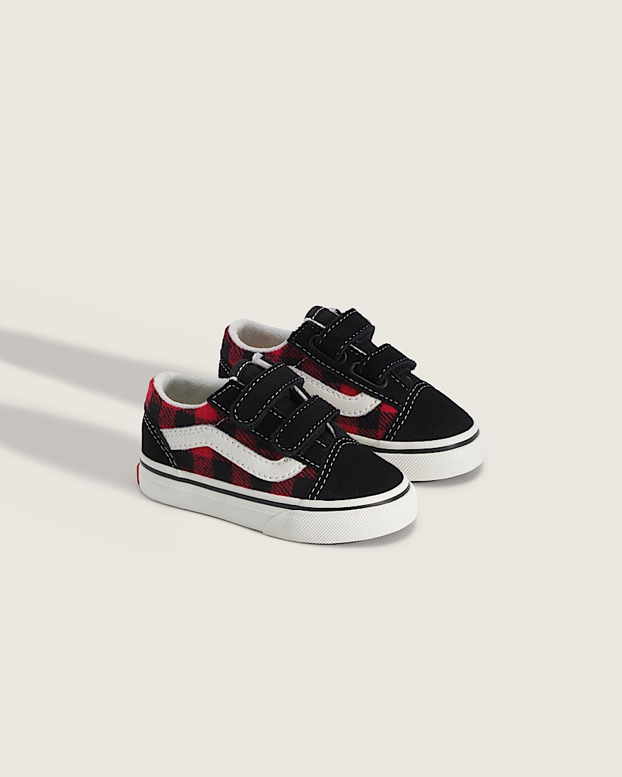 Toddler Old Skool V Shoe VANS Buffalo Plaid Racing Red  Black ALT1