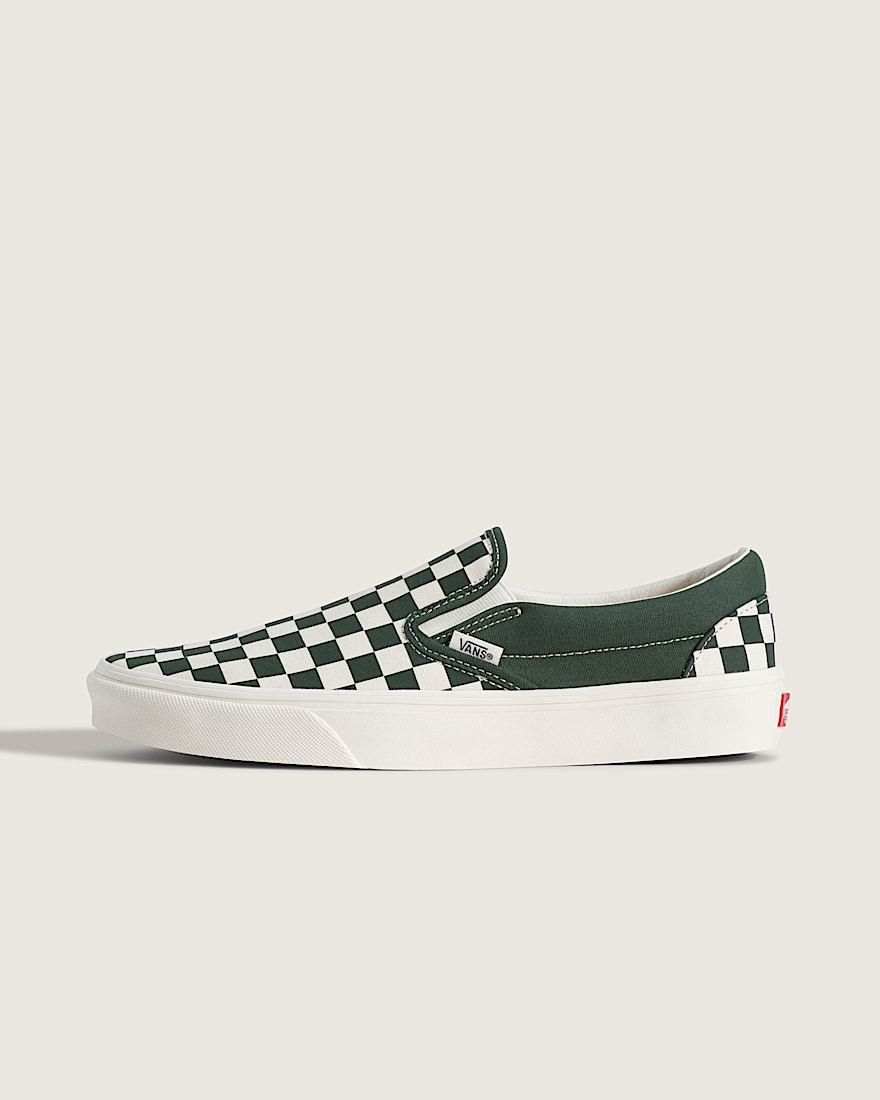 Classic SlipOn Shoe VANS Checkerboard Oil Green HERO
