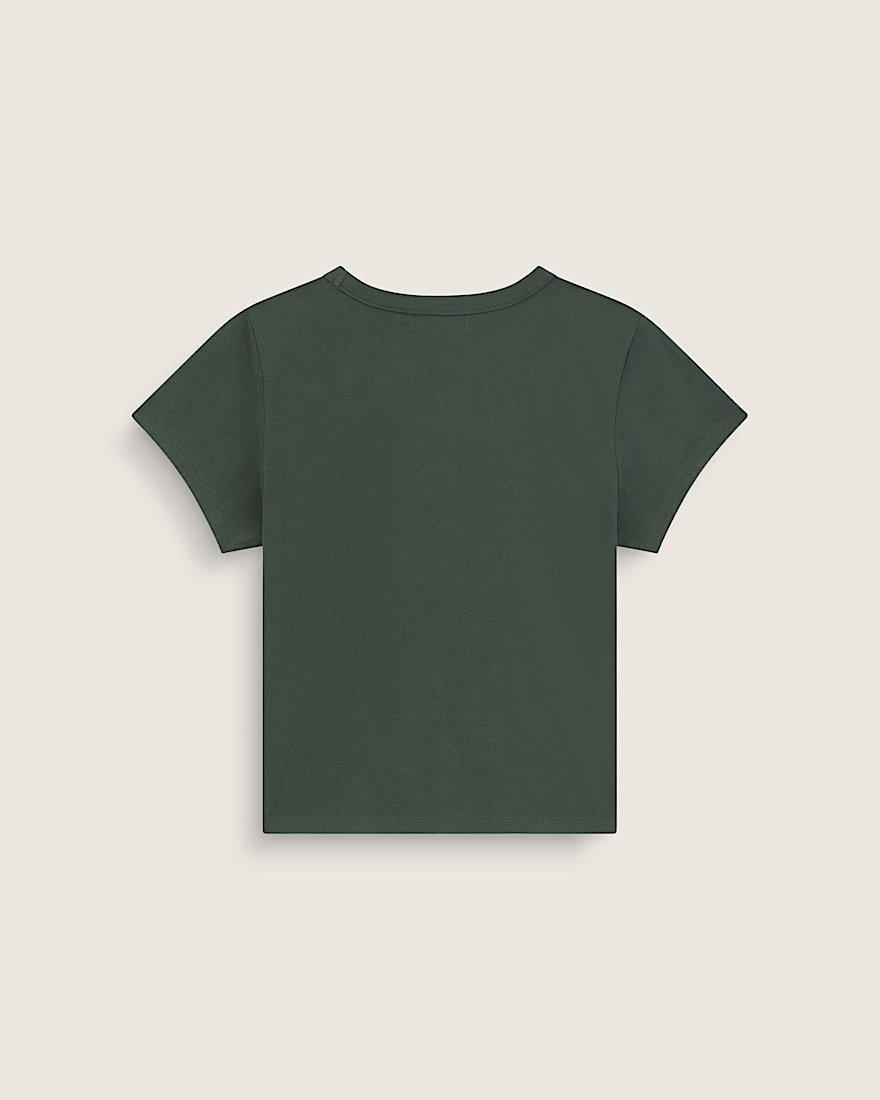 Embroidered Short Sleeve Jersey Knit Top VANS Oil Green ALT1