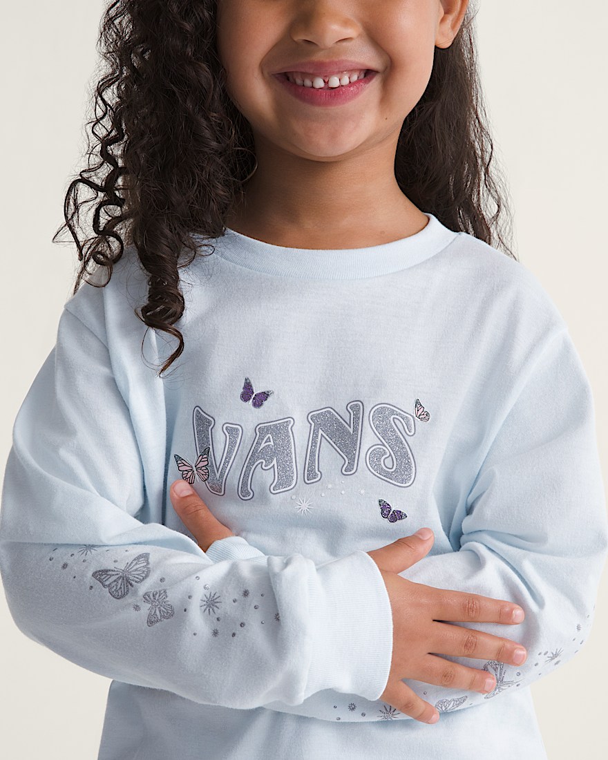 Little Kids Shimmer Fly Long Sleeve Tee VANS Blue Water ALT4