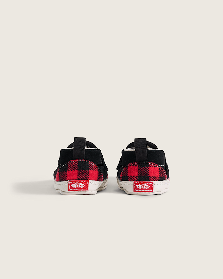 Infant Classic SlipOn V Crib Shoe VANS Buffalo Plaid Racing Red  Black ALT3