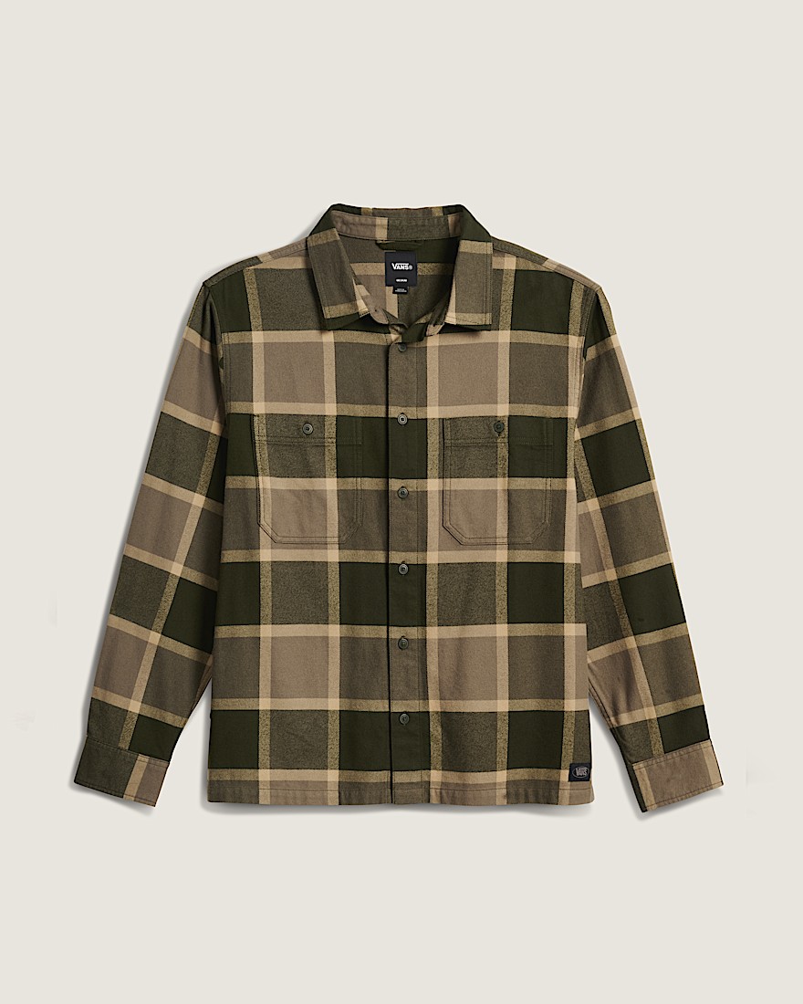 Larkspur Plaid Flannel Shirt VANS Obsidian Fern Bungee Cord Brown HERO
