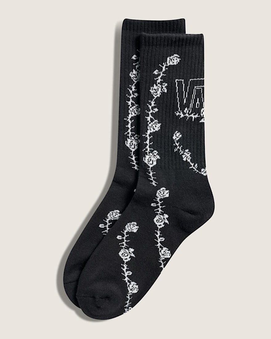 Rose And Thorns Crew Socks VANS Black  White HERO