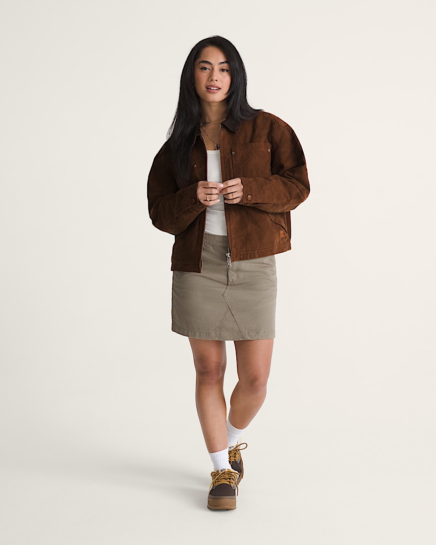 Nicola Cropped Chore Canvas Jacket VANS Brown Earth ALT4