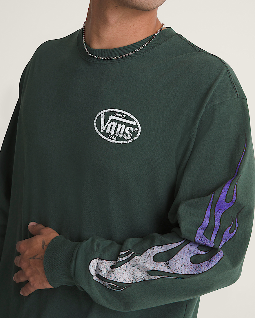 Burnin Up Long Sleeve Tee VANS Oil Green ALT4